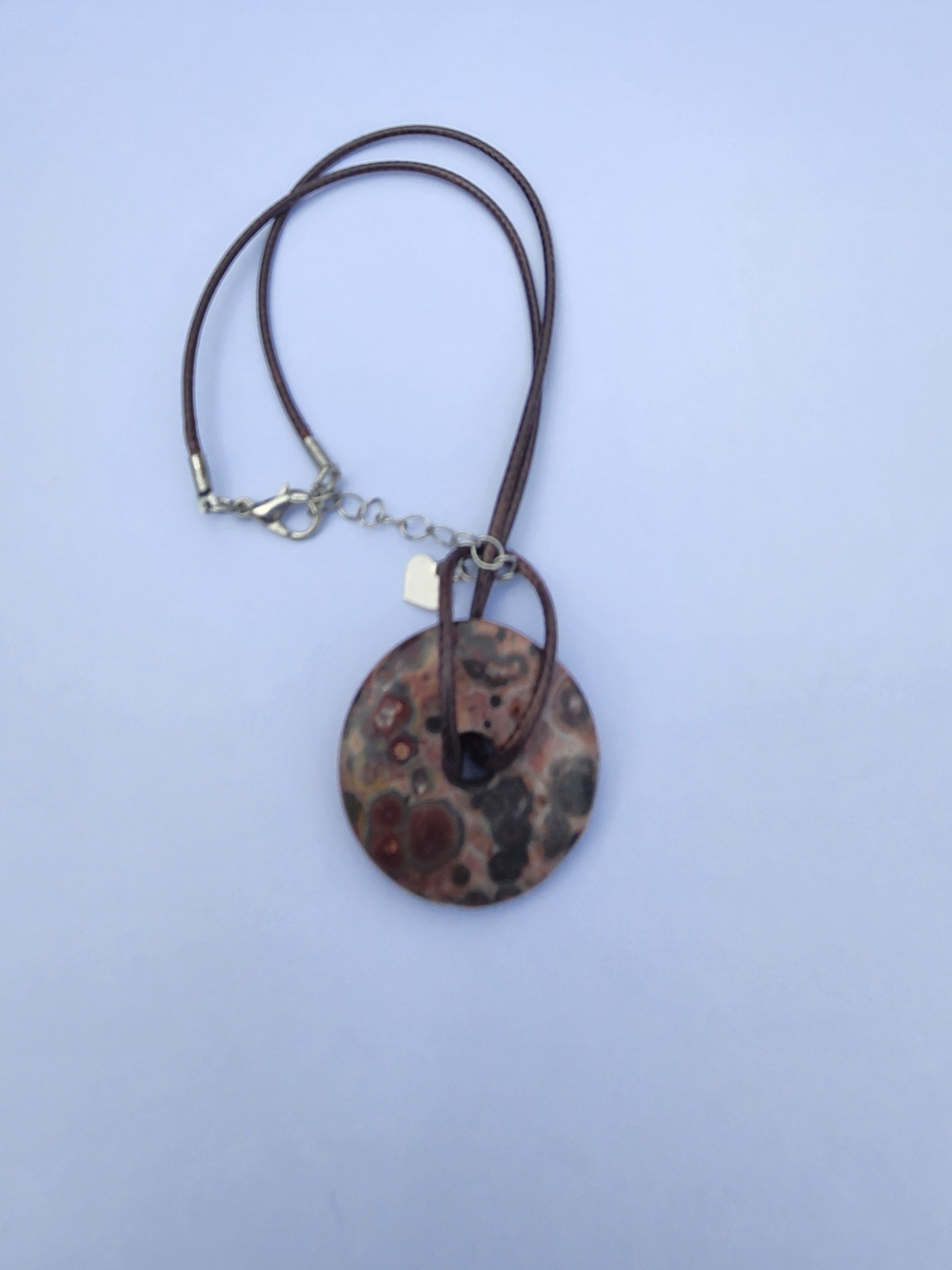 Round Jasper Pendant Necklace in Brown and Rust Tones